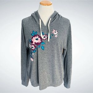 INC International Concepts Embroidered Floral Hoodie Long Sleeves
